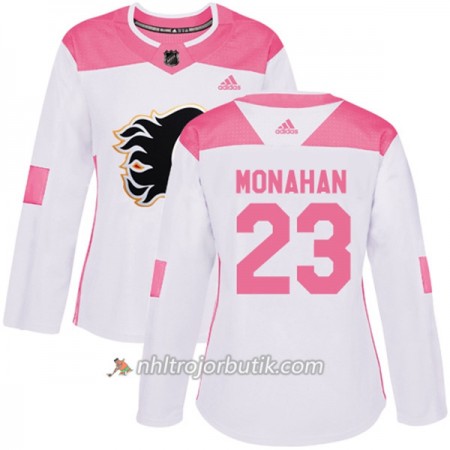 Dame Ishockey Calgary Flames Tröja Sean Monahan 23 Adidas 2017-2018 Vit Rosa Fashion Authentic